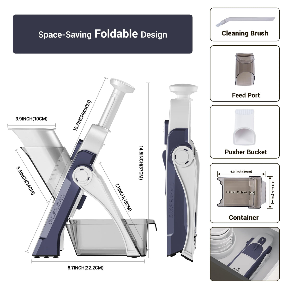Safe Mandoline Slicer Vegetable Cutter, Potato Slicer, All in 1 Vegetables Slicer and Chopper, French Fry Cutter, Adjustable Thickness, Dishwasher Safe