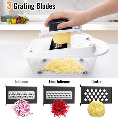 8-Blade Cook Tool & Gadget Sets, Egg Slicer Chopper Grater Set, White