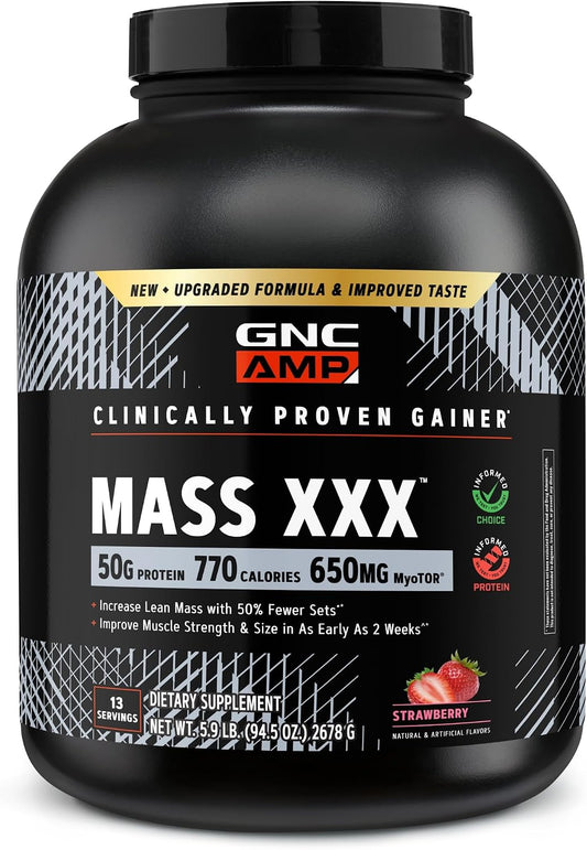 AMP Mass XXX with Myotor, Strawberry, 96.1 Oz, 13 Servings