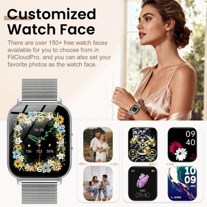 Smart Watches for Women,1000Mah Battery, Compatible with Android & Iphone, 1.83" HD Smartwatches with Calls/Messages Alerts, 110+ Sports Modes Fitness Watch, IP68 Waterproof(Silver)