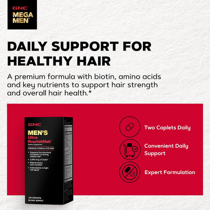 Men'S Ultra Nourish Hair Supplement, Strong Healthy Hair, 120 Caplets