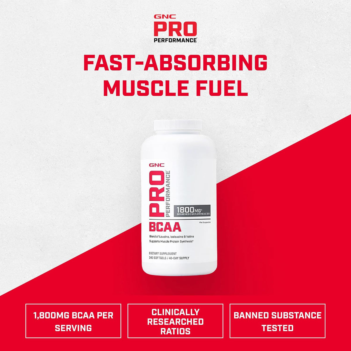 Pro Performance BCAA 1.8G, 240 Softgels, 40 Servings