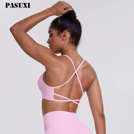 Women Seamless High Support Backless Sports Bra Breathable Yoga Tank Top