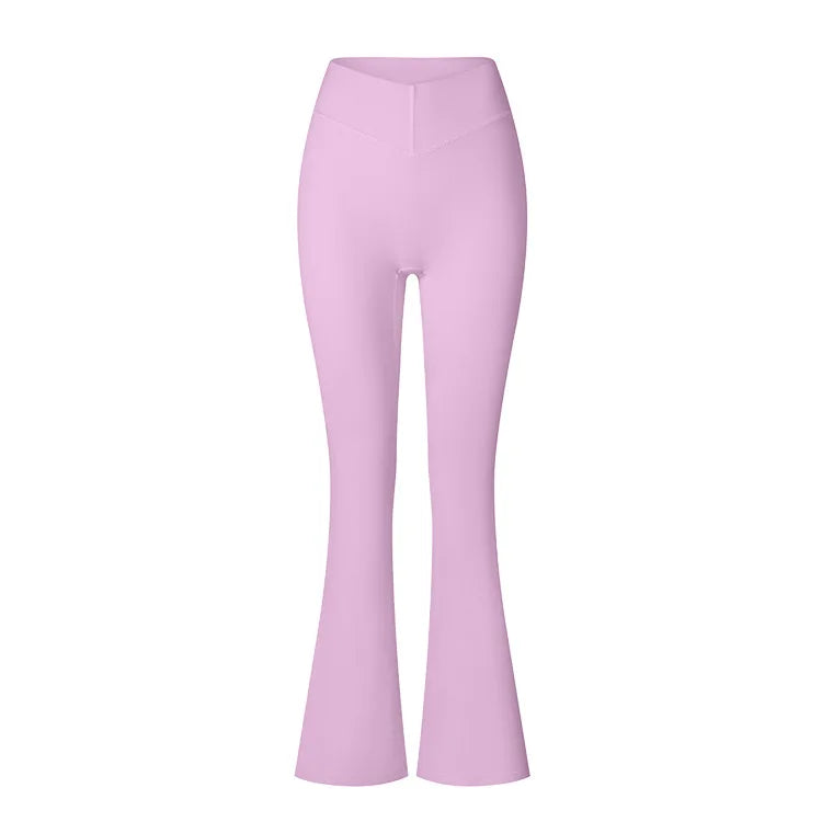 Women's High Waist Cross Flared Yoga Pants Mid Waist Sportswear