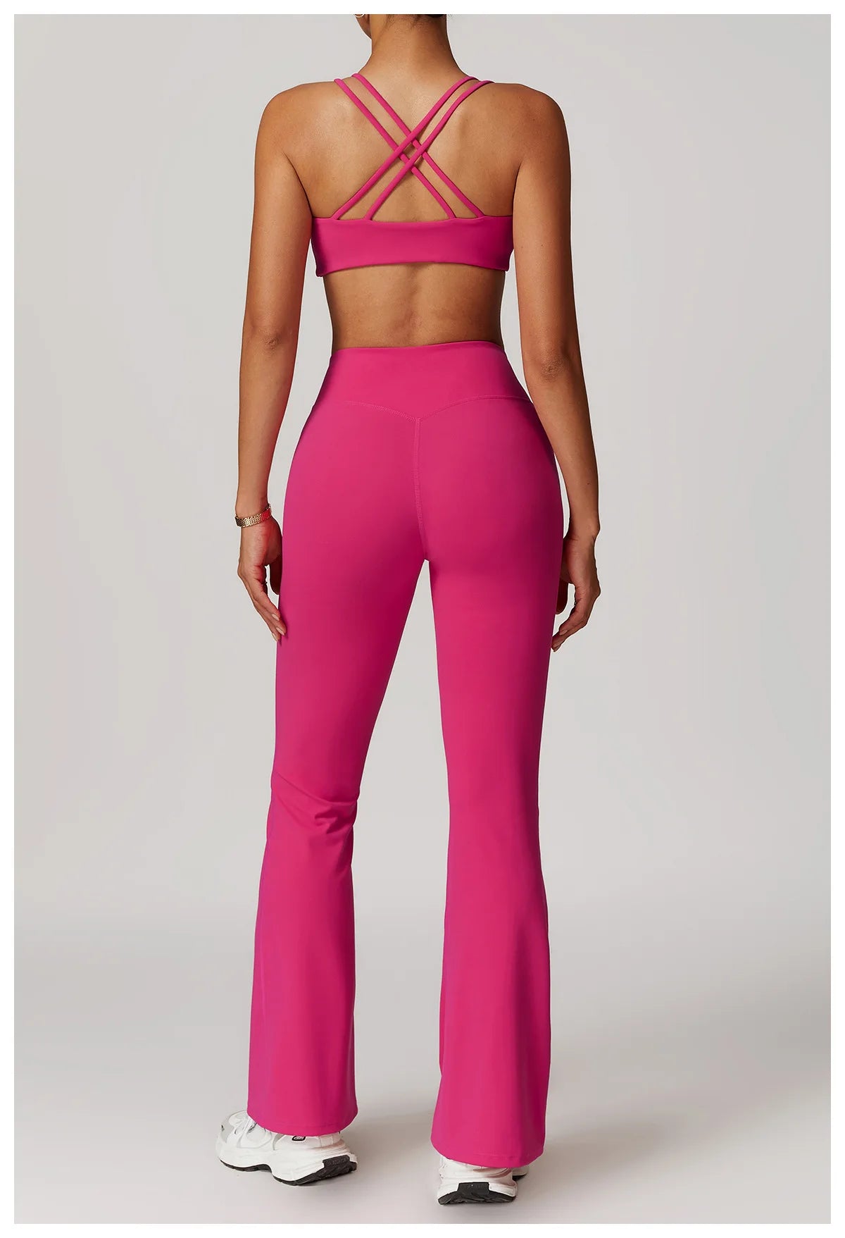 Women Sportswear Sports Bra Long Sleeve Tops Flare Leggings 3pcs Training Suit Workout