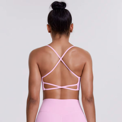 Women Seamless High Support Backless Sports Bra Breathable Yoga Tank Top