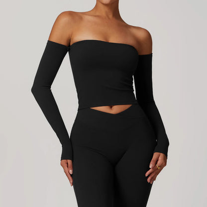 Women Sportswear Sports Bra Long Sleeve Tops Flare Leggings 3pcs Training Suit Workout