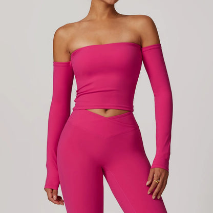 Women Sportswear Sports Bra Long Sleeve Tops Flare Leggings 3pcs Training Suit Workout