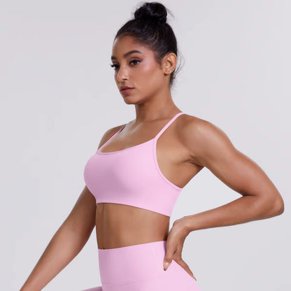 Women Seamless High Support Backless Sports Bra Breathable Yoga Tank Top