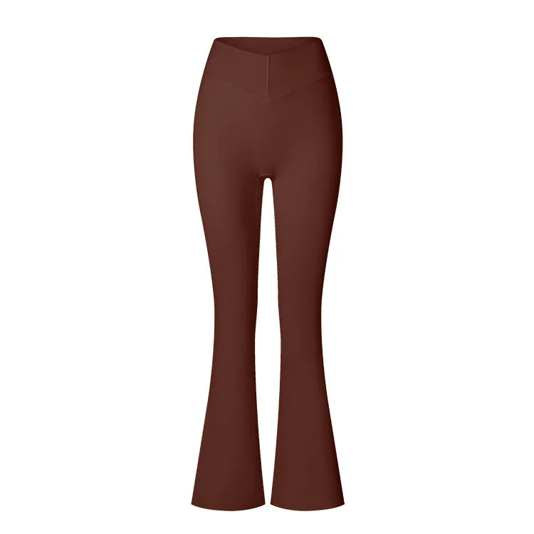 Women's High Waist Cross Flared Yoga Pants Mid Waist Sportswear