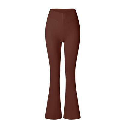 Women's High Waist Cross Flared Yoga Pants Mid Waist Sportswear