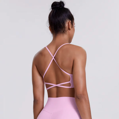 Women Seamless High Support Backless Sports Bra Breathable Yoga Tank Top