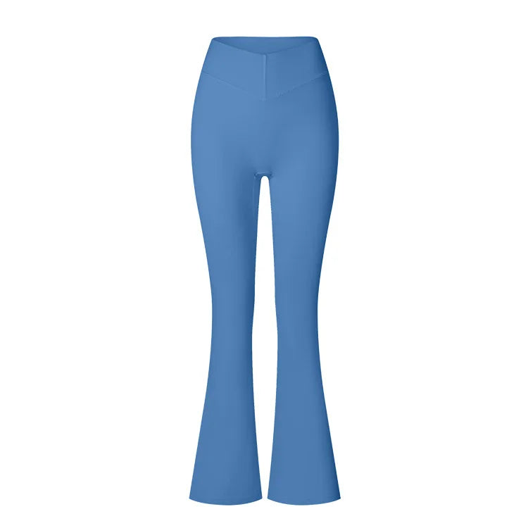 Women's High Waist Cross Flared Yoga Pants Mid Waist Sportswear