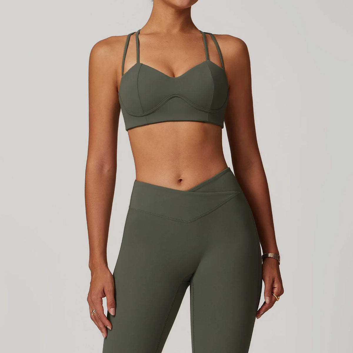 Women Sportswear Sports Bra Long Sleeve Tops Flare Leggings 3pcs Training Suit Workout