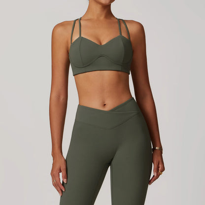 Women Sportswear Sports Bra Long Sleeve Tops Flare Leggings 3pcs Training Suit Workout