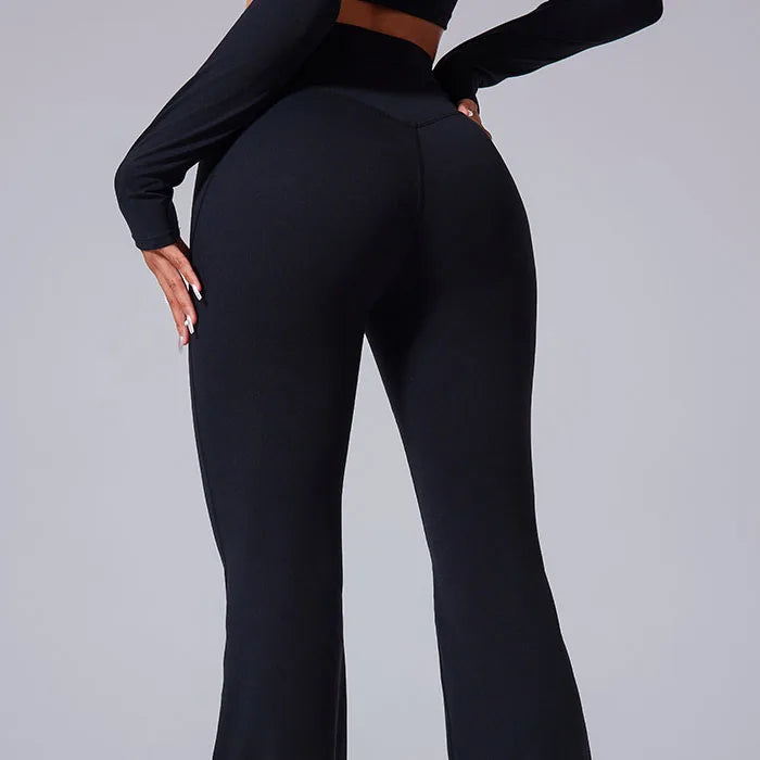 Women's High Waist Cross Flared Yoga Pants Mid Waist Sportswear