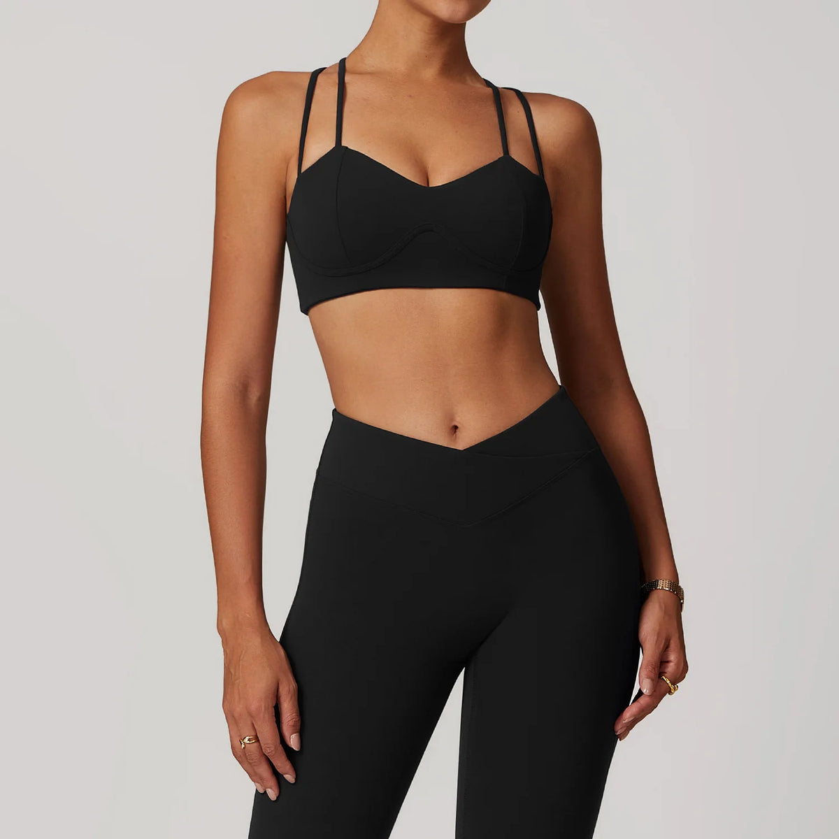 Women Sportswear Sports Bra Long Sleeve Tops Flare Leggings 3pcs Training Suit Workout