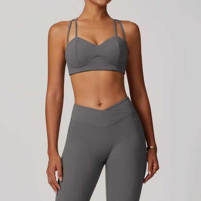 Women Sportswear Sports Bra Long Sleeve Tops Flare Leggings 3pcs Training Suit Workout