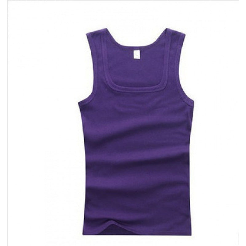 Men's Square Collar Cotton Vest Men's Summer Fitness Tight-fit Sports Base Square Collar Vest Men's Slim-fit Vest Wholesale