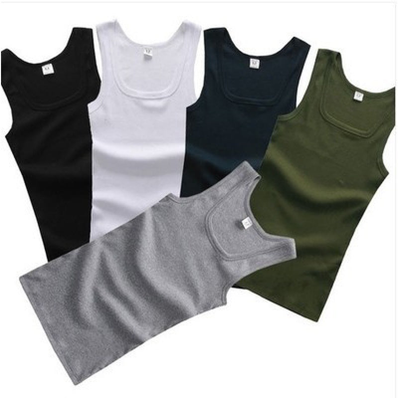 Men's Square Collar Cotton Vest Men's Summer Fitness Tight-fit Sports Base Square Collar Vest Men's Slim-fit Vest Wholesale