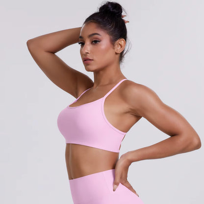 Women Seamless High Support Backless Sports Bra Breathable Yoga Tank Top