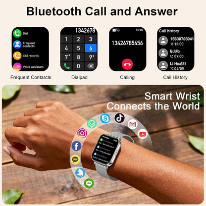Smart Watches for Women,1000Mah Battery, Compatible with Android & Iphone, 1.83" HD Smartwatches with Calls/Messages Alerts, 110+ Sports Modes Fitness Watch, IP68 Waterproof(Silver)