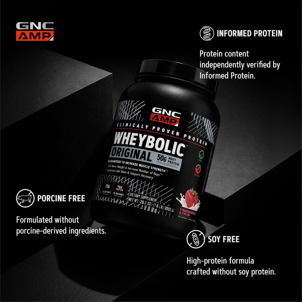 AMP New Wheybolic, Strawberries & Cream, 56.6 Oz, 26 Servings