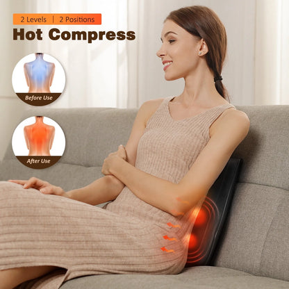 Neck & Back Massager with Heat — 3D Deep-Kneading Shiatsu Pillow, Black — Home Use & Gift for Mom & Dad