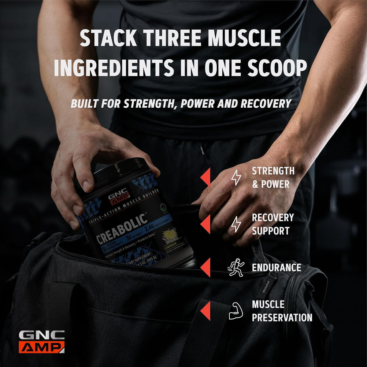 AMP Creabolic Creatine Monohydrate Powder, Lemonade, 30 Servings