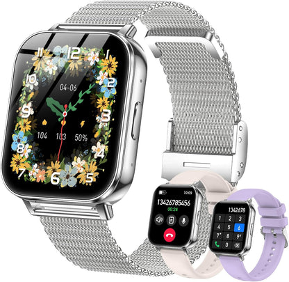 Smart Watches for Women,1000Mah Battery, Compatible with Android & Iphone, 1.83" HD Smartwatches with Calls/Messages Alerts, 110+ Sports Modes Fitness Watch, IP68 Waterproof(Silver)