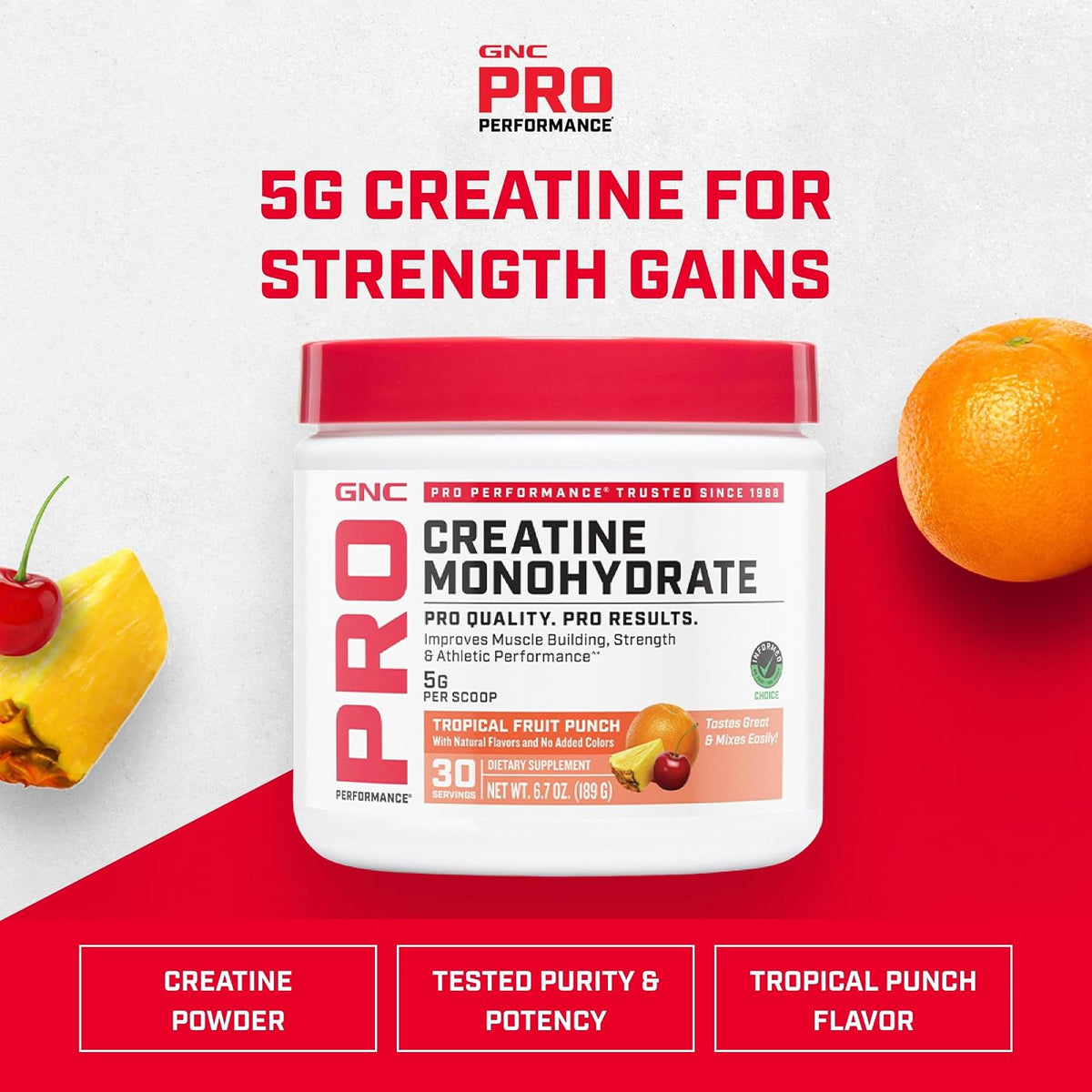 Pro Performance Micronized Creatine, Tropical Punch, 30 Servings